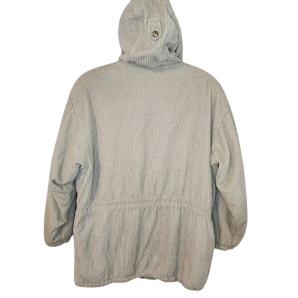 𝅺Braetan Corduroy Zip Up Jacket Medium Cream Hooded Winter Coat